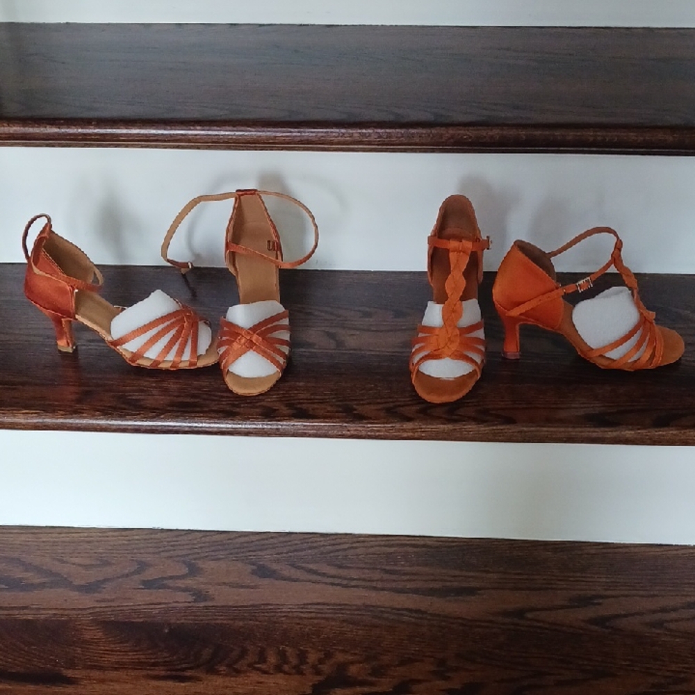 Elegant Orange Strappy Dance Women's Heels